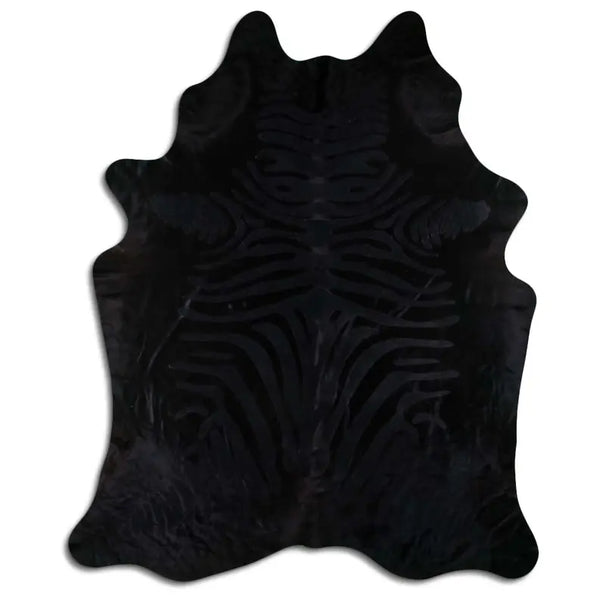 ACID WASHED HAIR ON COWHIDE ZEBRA DISTRESSED BLACK ON BLACK MODA-DBK