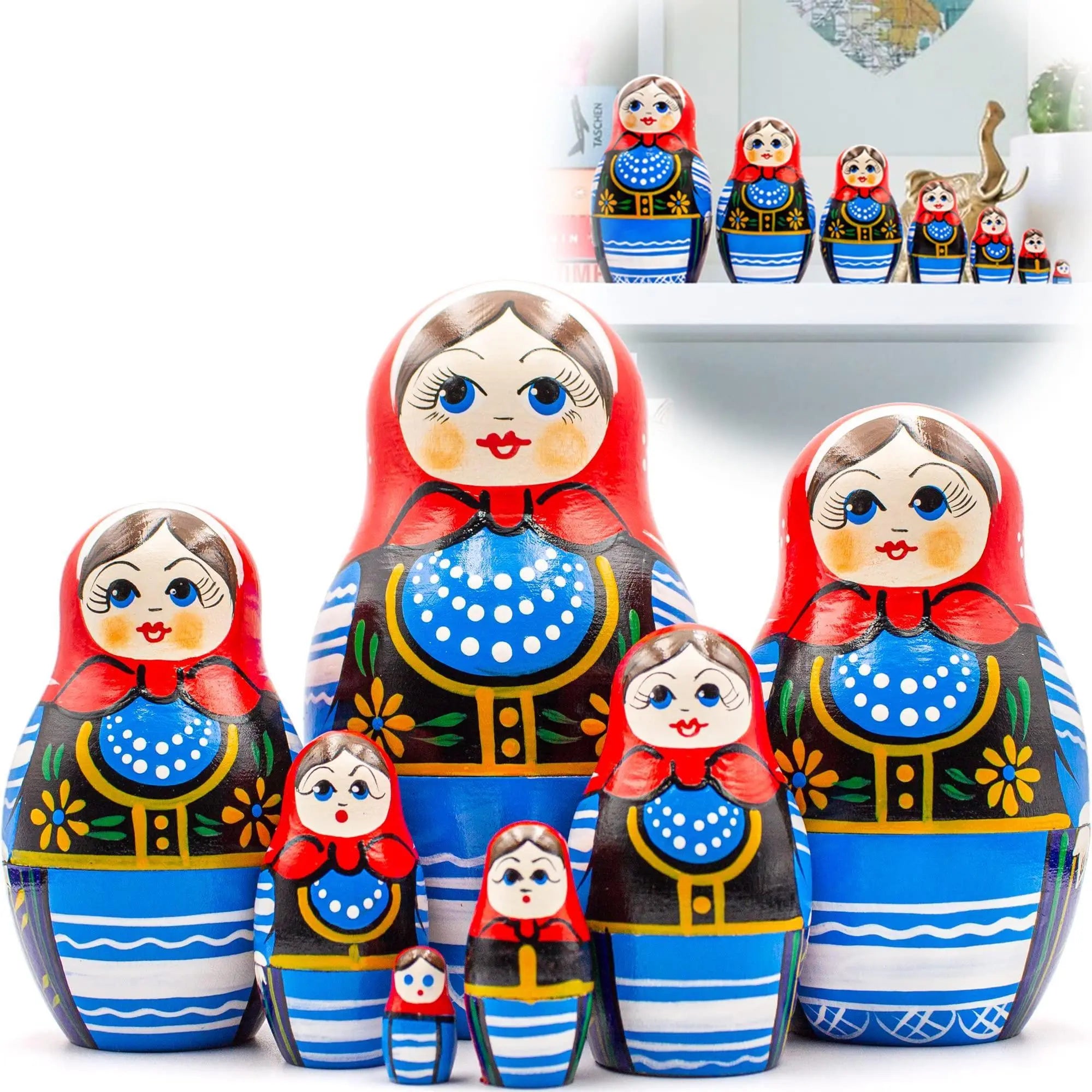 AEVVV Polish Nesting Dolls Set of 7 pcs   Matryoshka Dolls in Polish Costumes with Ornaments Made in Poland   Baboushka Nesting Dolls in Girls Polish Dress Aevvv