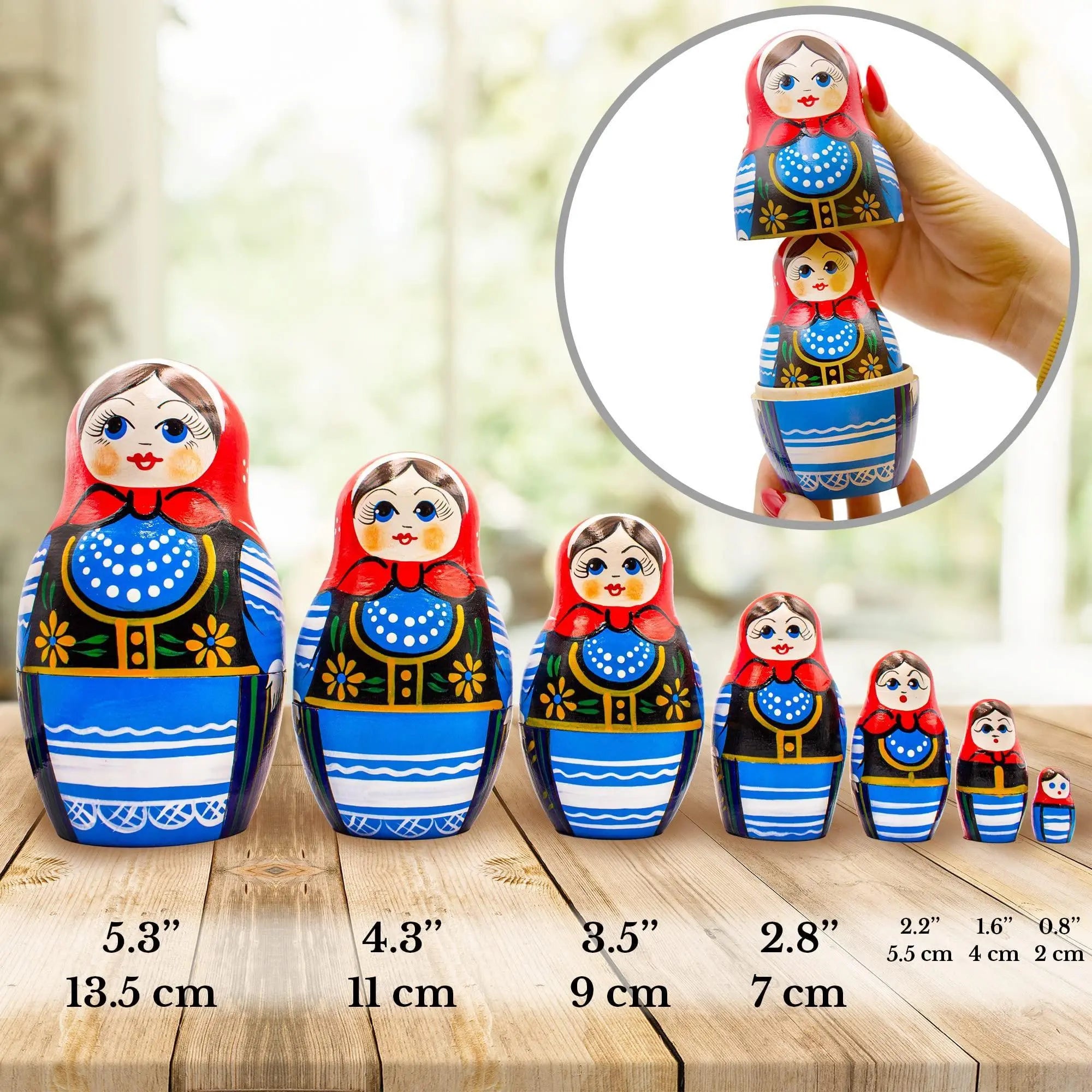 AEVVV Polish Nesting Dolls Set of 7 pcs   Matryoshka Dolls in Polish Costumes with Ornaments Made in Poland   Baboushka Nesting Dolls in Girls Polish Dress Aevvv