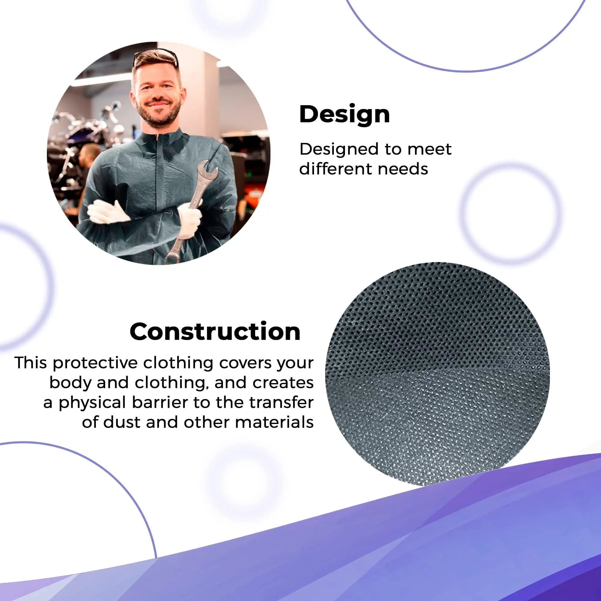 AMZ Medical Supply Disposable Coveralls for Men and Women X Large Pack of 5 Gray Hazmat Suits Disposable with Zip Elastic Wrists 50 GSM Polypropylene Hazmat Suit Sturdy Paint Suit Disposable - GreatEagleInc