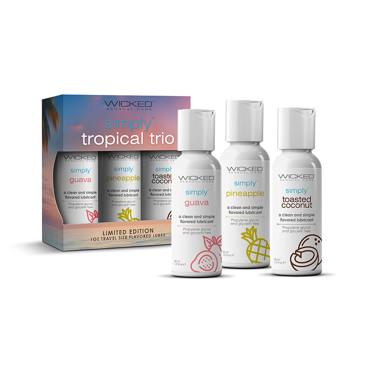 Wicked Aqua Simply Tropical Trio Guava, Pineapple, Toasted Coconut 1oz Wicked Sensual Care