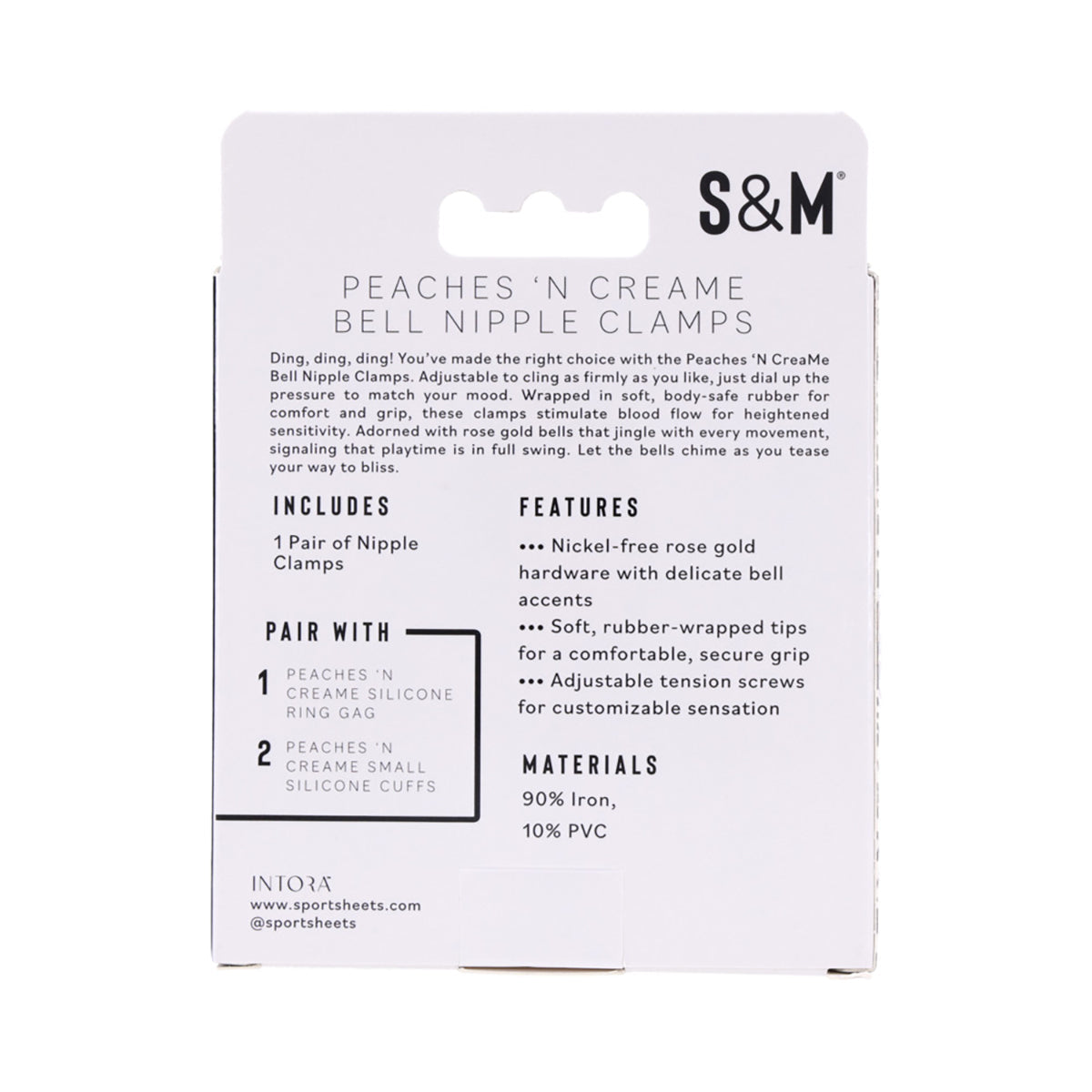 Sportsheets Sex & Mischief Peaches 'n CreaMe Bell Nipple Clamps Sportsheets