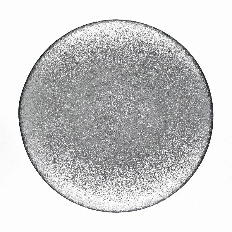 Frosted glass oval plate in clear silver, perfect for elegant dining and serving with a modern touch.