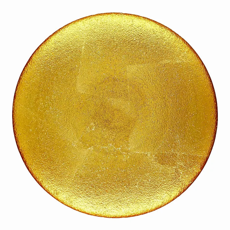 Gold glass decorative tray with a textured finish, ideal for luxury home decor and elegant table settings.