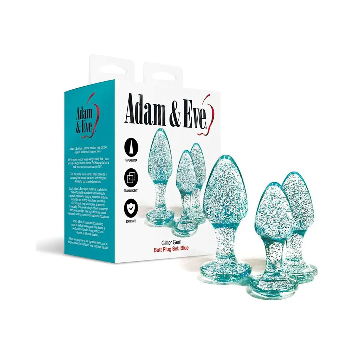 A&E Glitter Gem Butt Plug Set Blue PHE / Adam & Eve