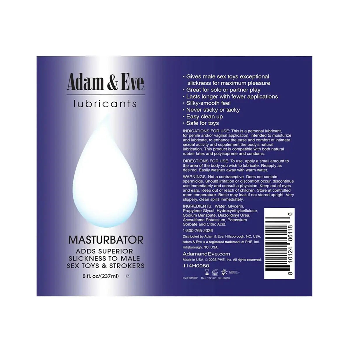 A&E Masturbator Lubricant 8 oz. PHE / Adam & Eve