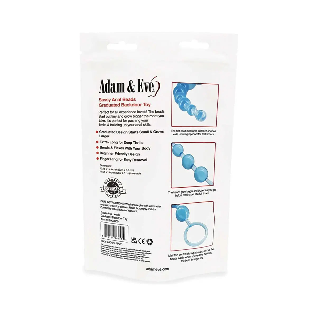 A&E Sassy Anal Beads (Bag Packaging) PHE / Adam & Eve