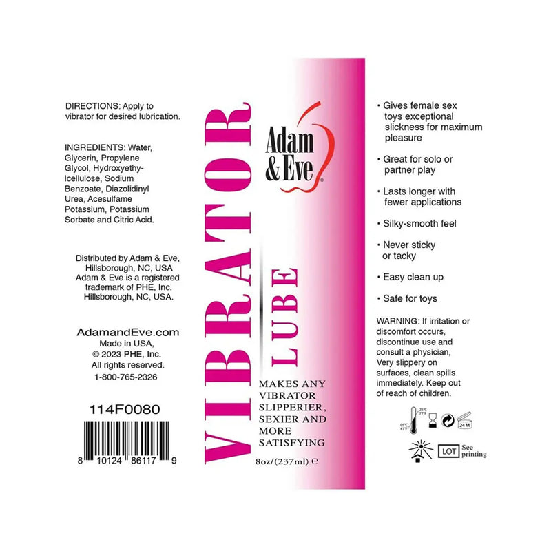 A&E Vibrator Lubricant 4 oz. PHE / Adam & Eve