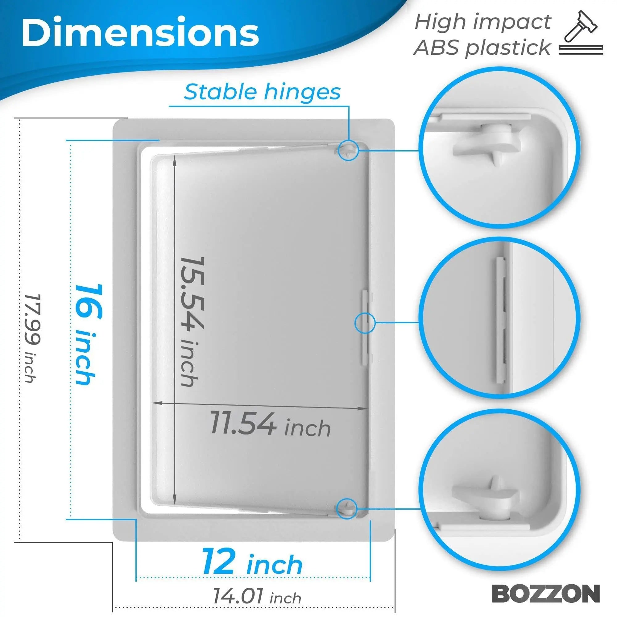 Access Panel for Drywall   12 x 16 inch   Wall Hole Cover   Access Door   Plumbing Access Panel for Drywall   Heavy Durable Plastic White Bozzon