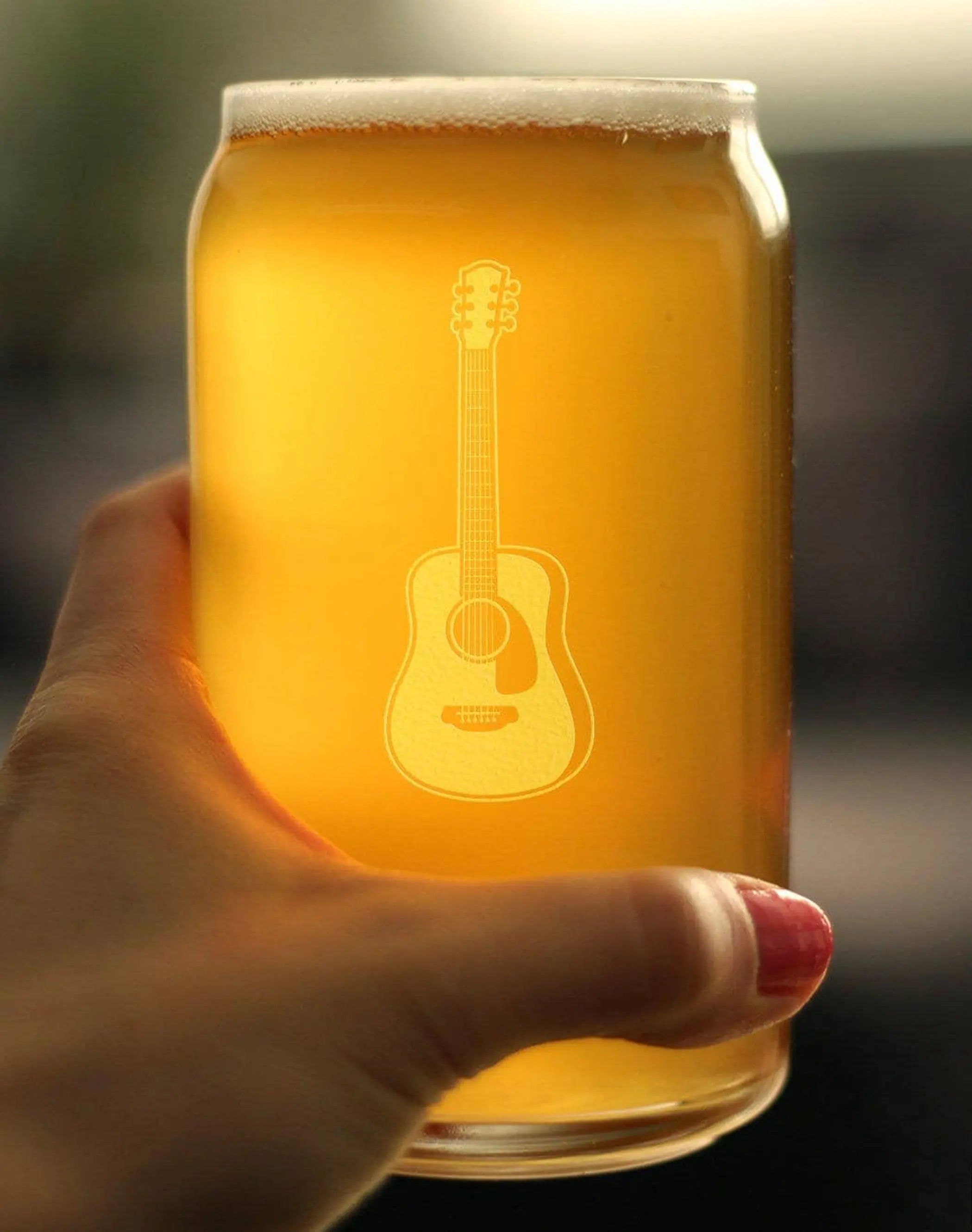Acoustic Guitar Beer Can Pint Glass - Musician Gifts Bevvee