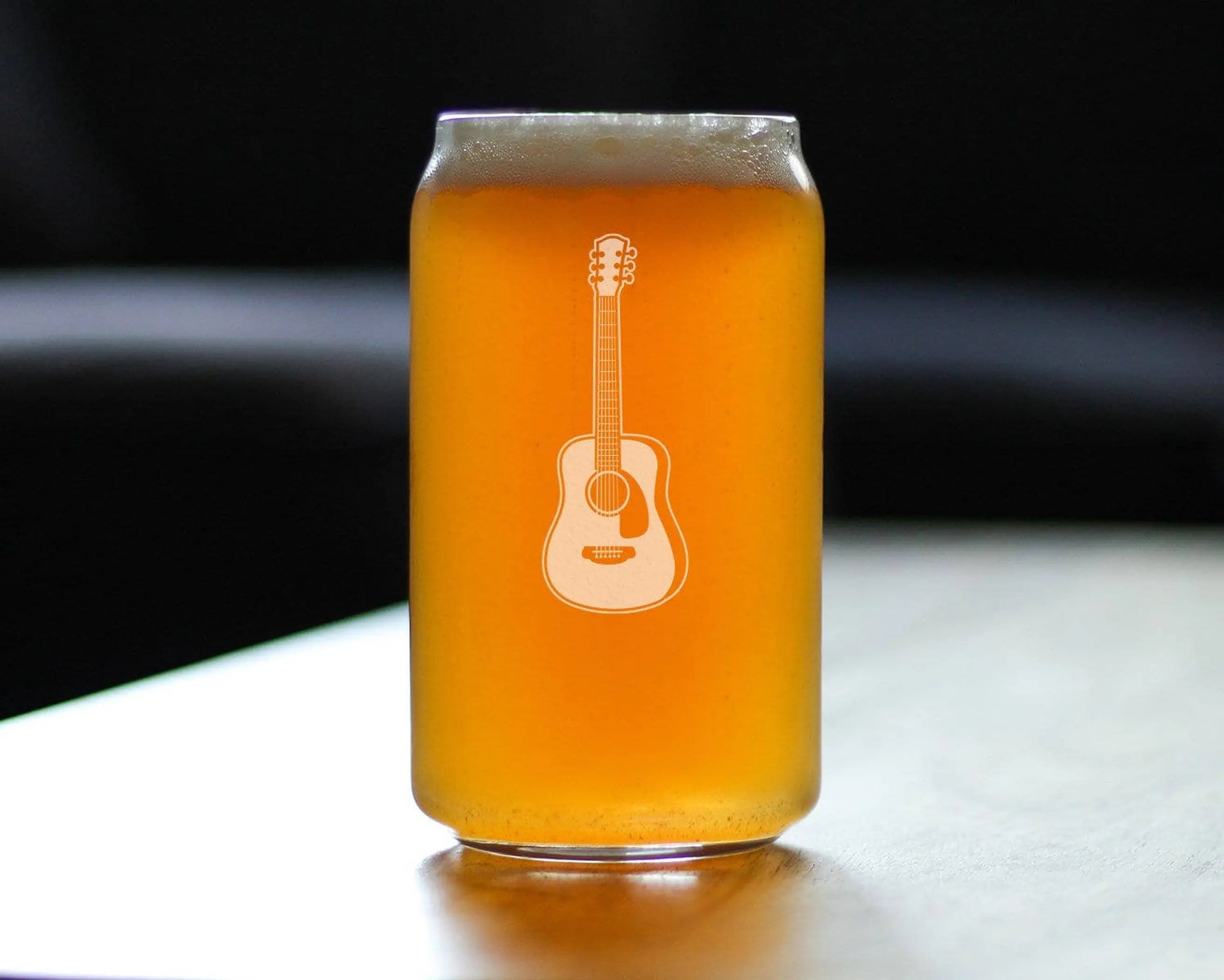Acoustic Guitar Beer Can Pint Glass - Musician Gifts Bevvee