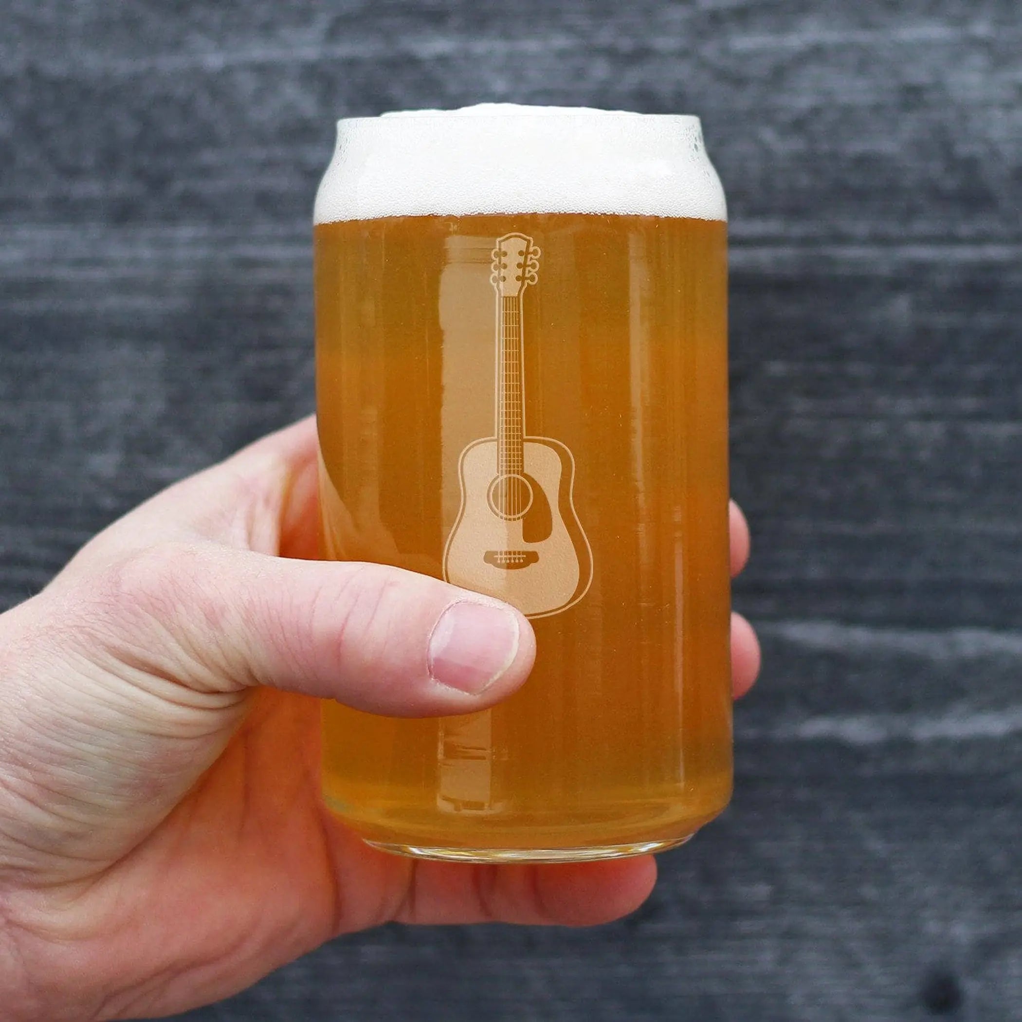 Acoustic Guitar Beer Can Pint Glass - Musician Gifts Bevvee