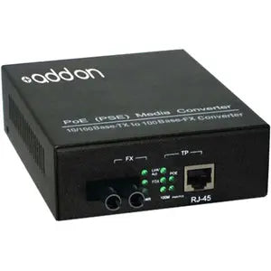 AddOn 10/100Base-TX(RJ-45) to 100Base-FX(ST) MMF 1310nm 2km POE Media Converter AddOn