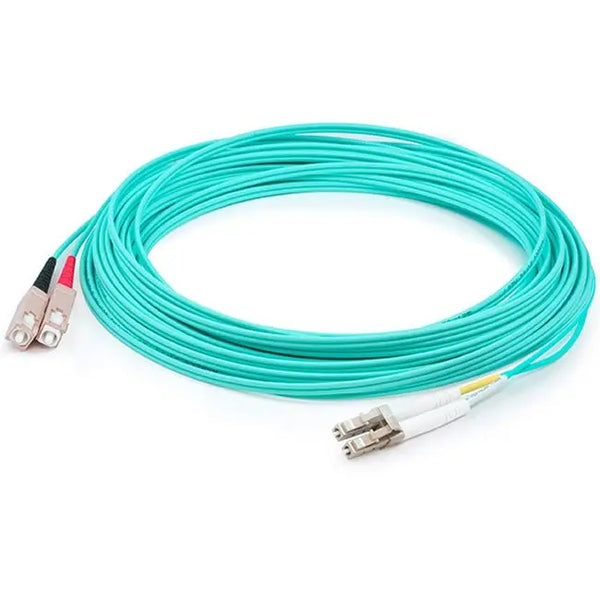 AddOn 8m LC (Male) to SC (Male) Aqua OM3 Duplex Fiber OFNR (Riser-Rated) Patch Cable AddOn