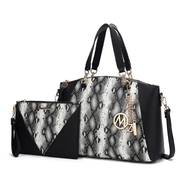 Addison Snake Embossed Women's Tote Bag with matching Wristlet MKF Colletion by Mia K.