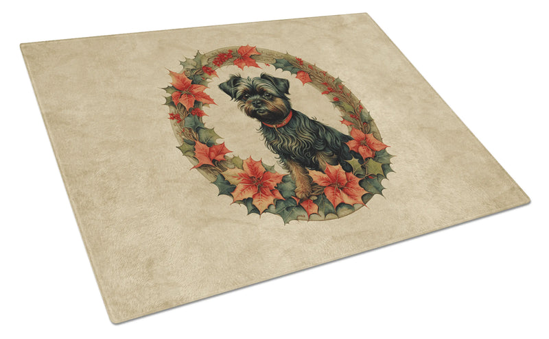 Affenpinscher Christmas Flowers Glass Cutting Board Caroline's Treasures
