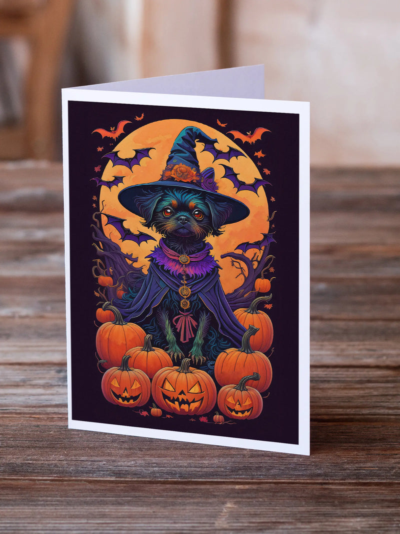 Affenpinscher Witchy Halloween Greeting Cards Pack of 8 Caroline's Treasures