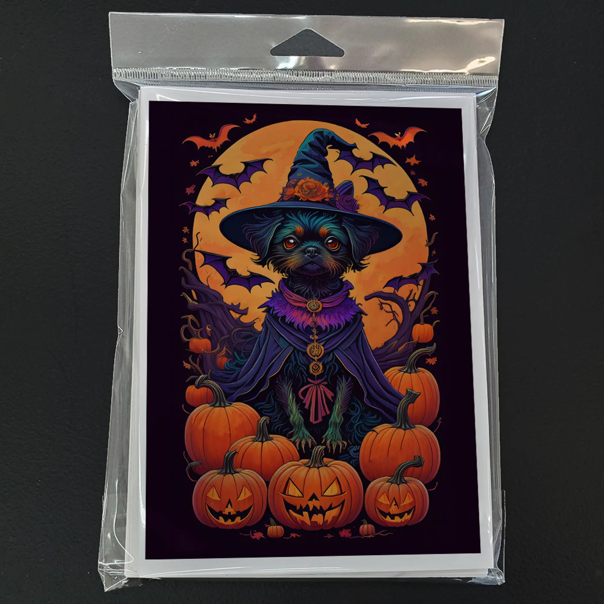 Affenpinscher Witchy Halloween Greeting Cards Pack of 8 Caroline's Treasures