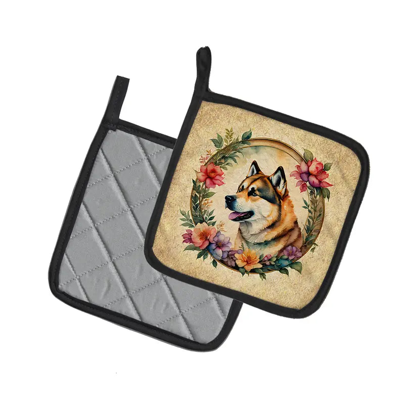 Affenpinscher and Flowers Pair of Pot Holders Caroline's Treasures