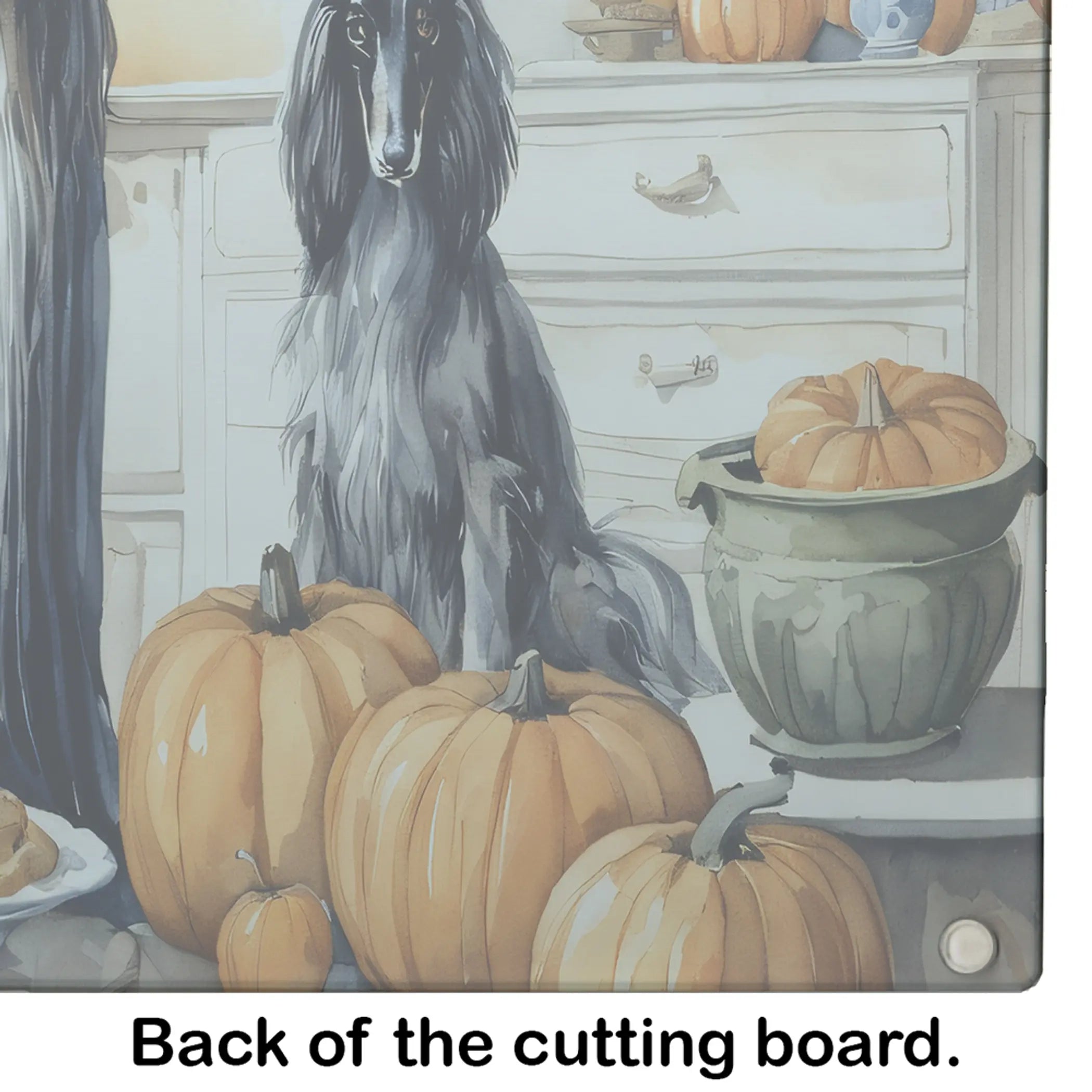 Afghan Hound Fall Kitchen Pumpkins Glass Cutting Board Caroline's Treasures