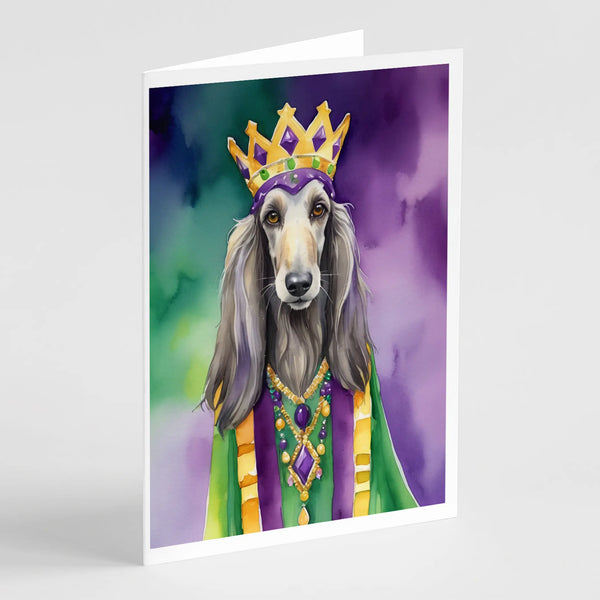 Afghan Hound King of Mardi Gras Greeting Cards Pack of 8 Caroline's Treasures