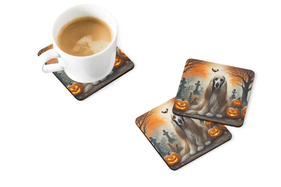 Afghan Hound Spooky Halloween Foam Coasters Caroline's Treasures
