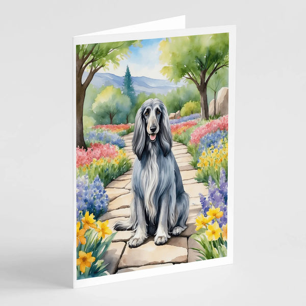 Afghan Hound Spring Garden Greeting Cards Pack of 8 Caroline's Treasures