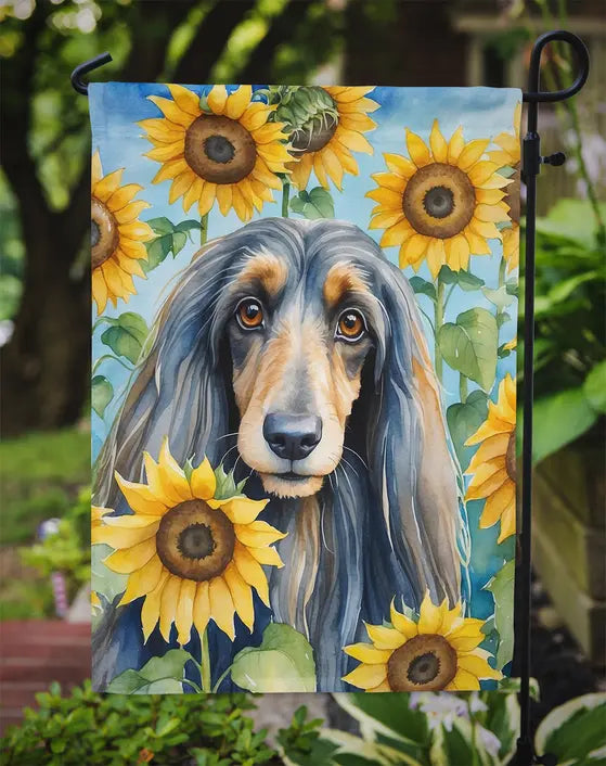 Afghan Hound in Sunflowers Garden Flag Caroline's Treasures