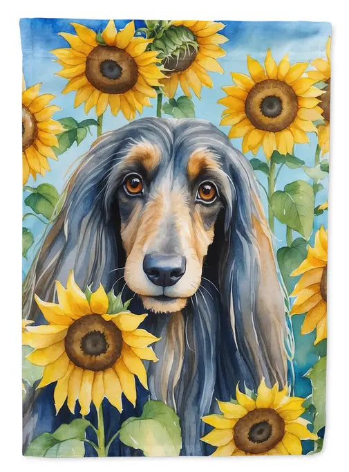 Afghan Hound in Sunflowers Garden Flag Caroline's Treasures