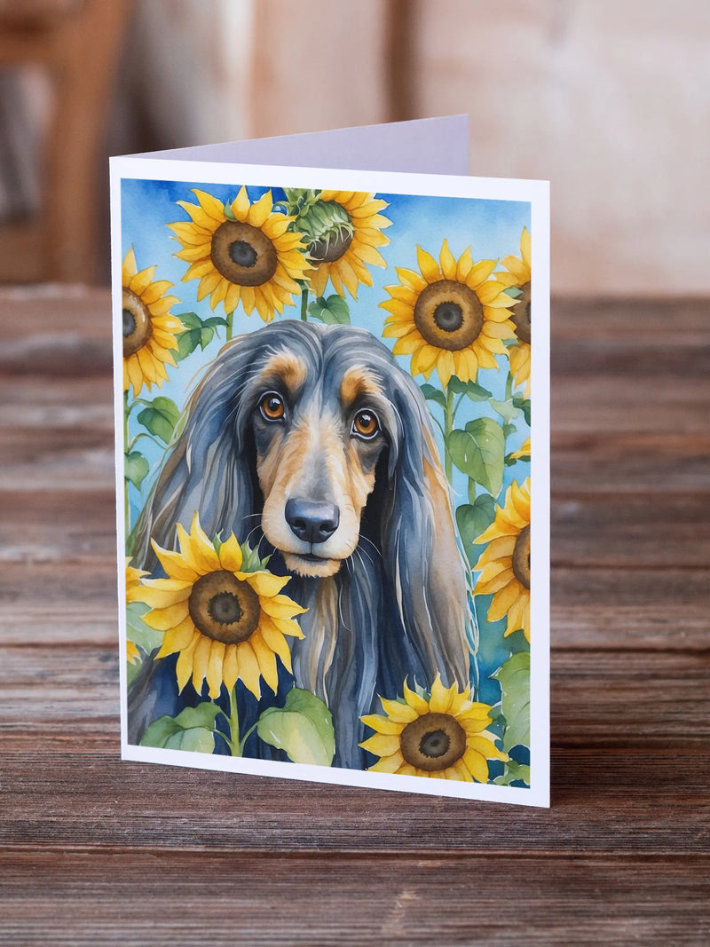 Afghan Hound in Sunflowers Greeting Cards Pack of 8 Caroline's Treasures