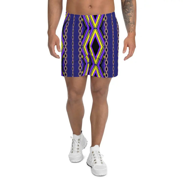 African Purple Print Athleisure Men's Recycled Athletic Shorts Adirelounge
