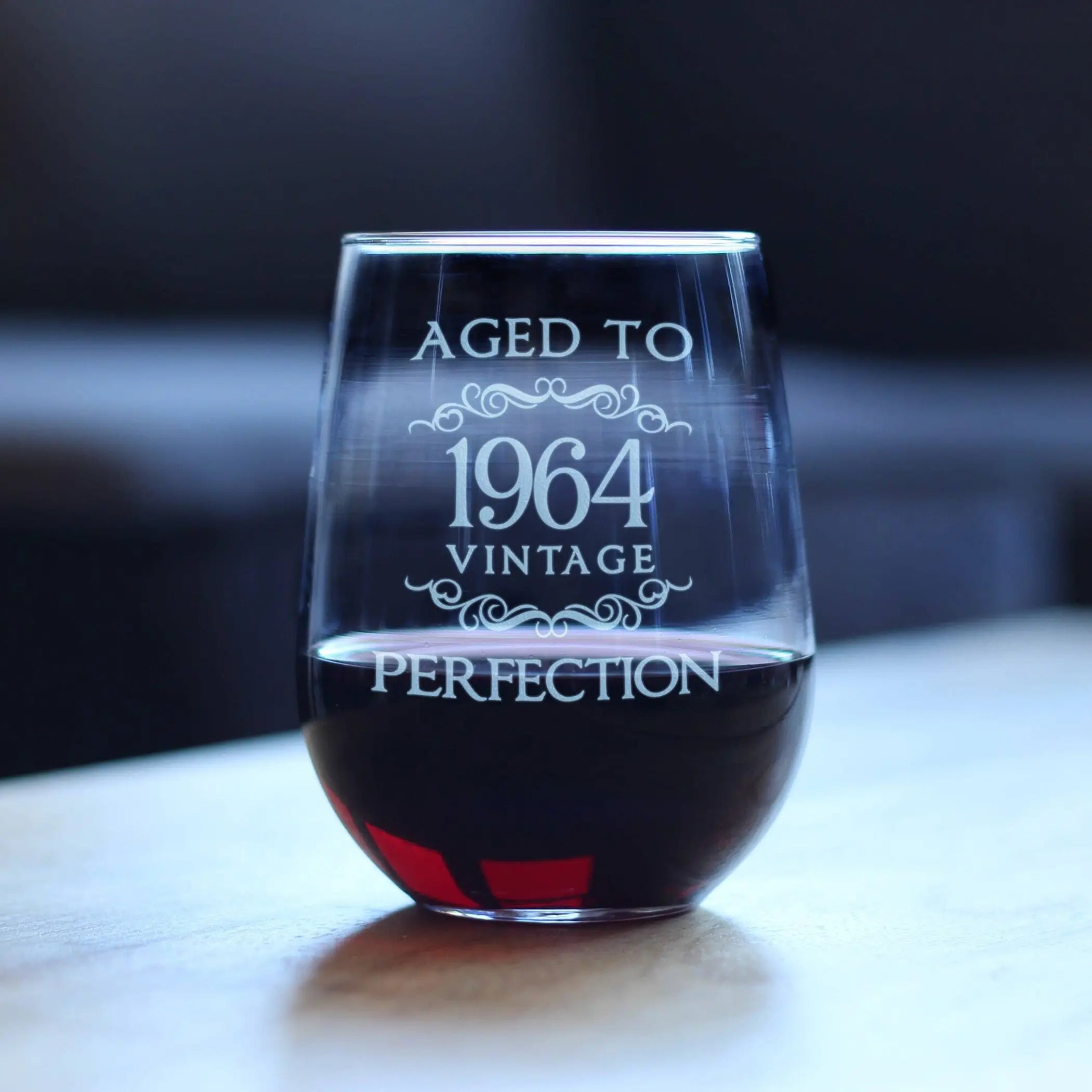 Aged to Perfection 64 Stemless Wine Glass 60th Birthday Gift Bevvee