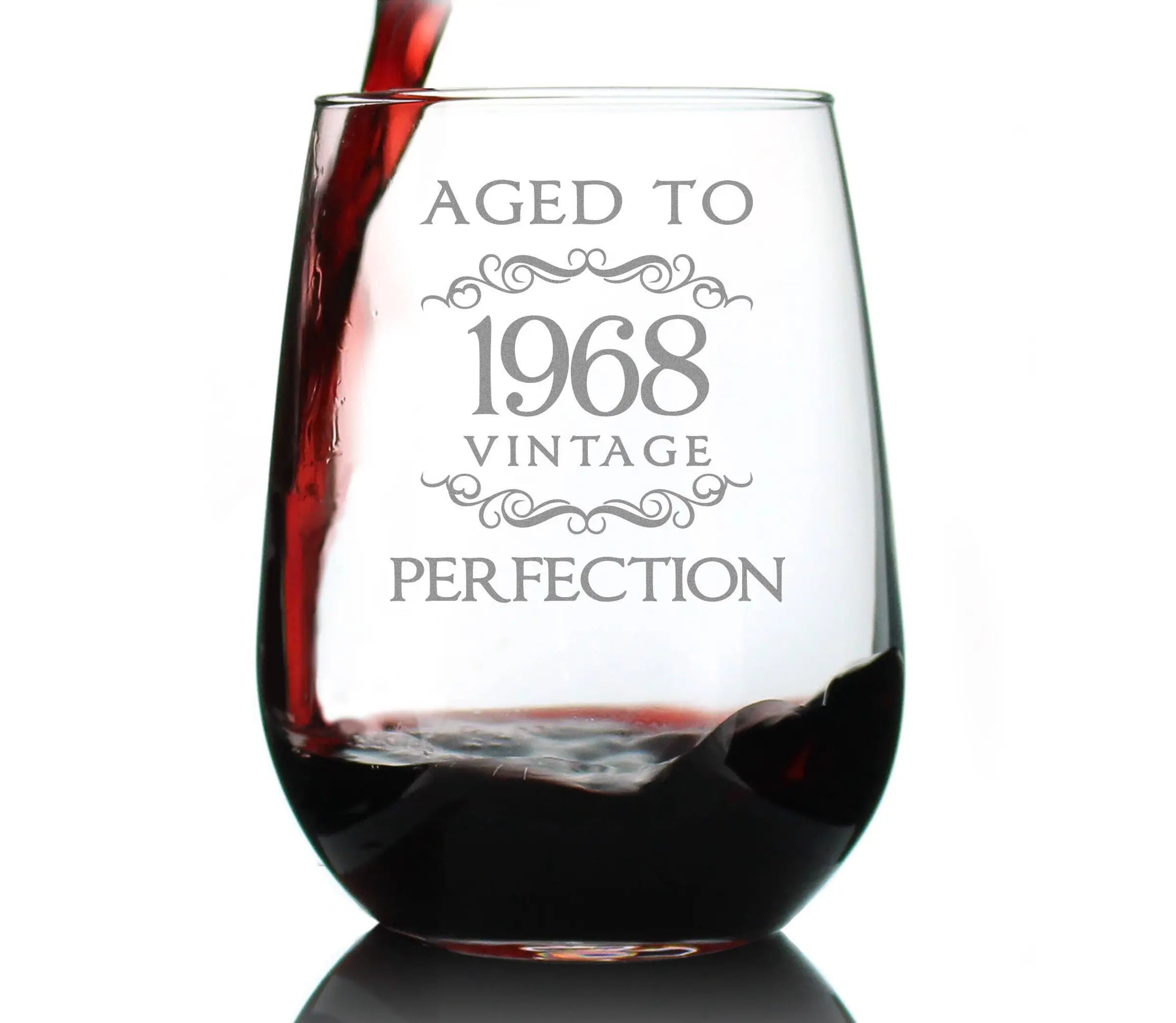 Aged to Perfection 68 Stemless Wine Glass 56th Birthday Gift Bevvee