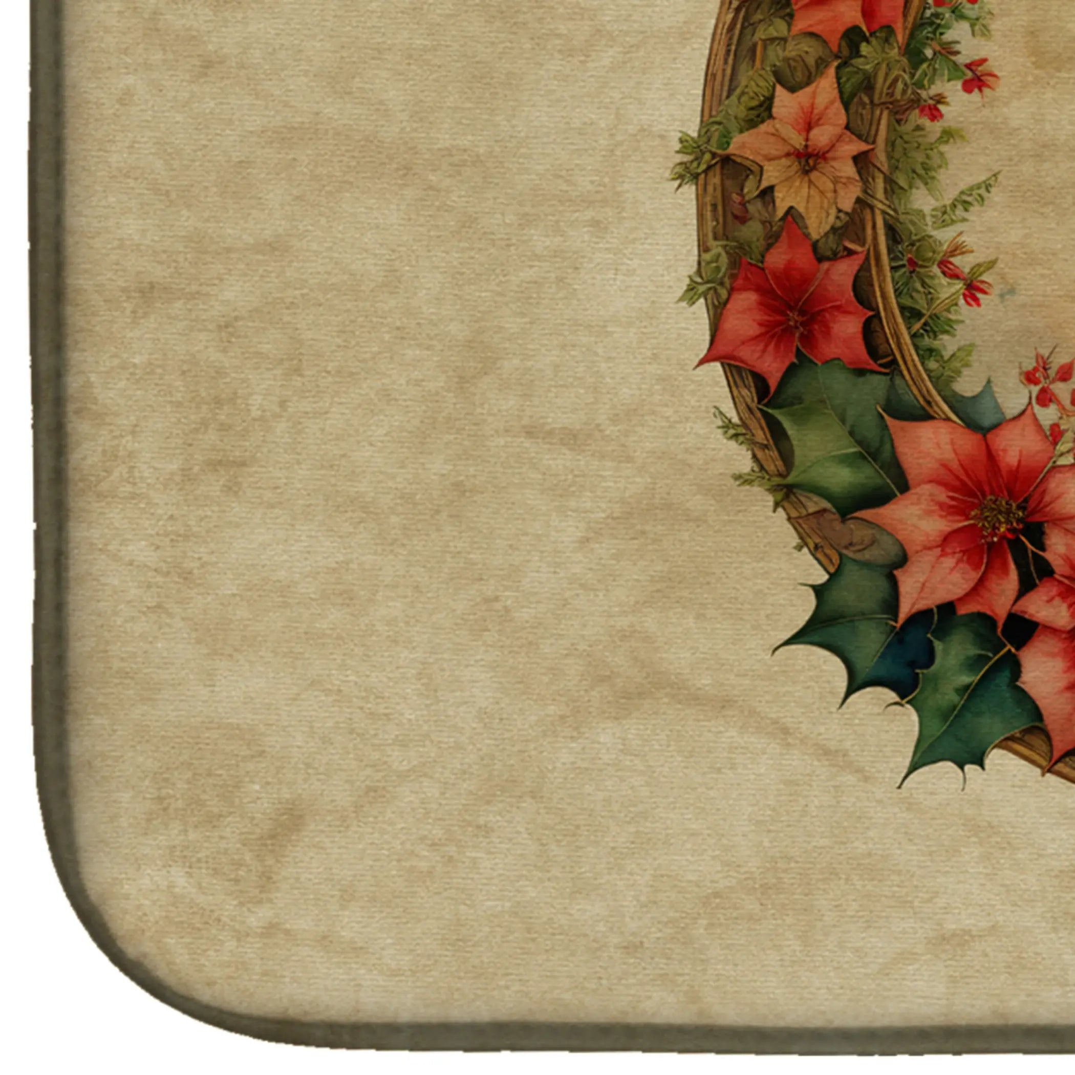 Airedale Terrier Christmas Flowers Dish Drying Mat Caroline's Treasures
