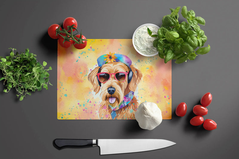 Airedale Terrier Hippie Dawg Glass Cutting Board Caroline's Treasures