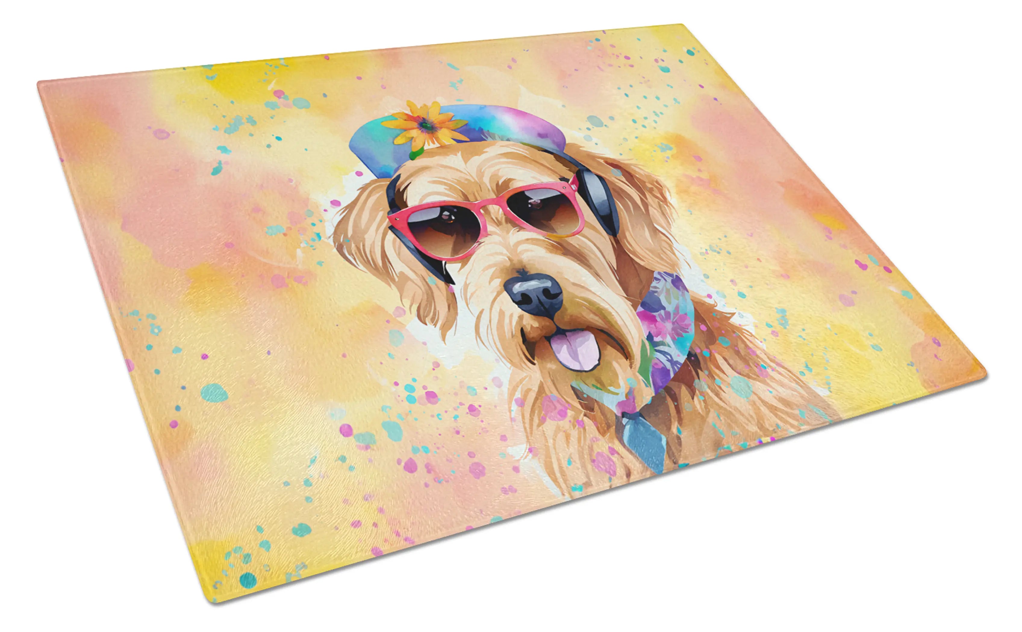 Airedale Terrier Hippie Dawg Glass Cutting Board Caroline's Treasures