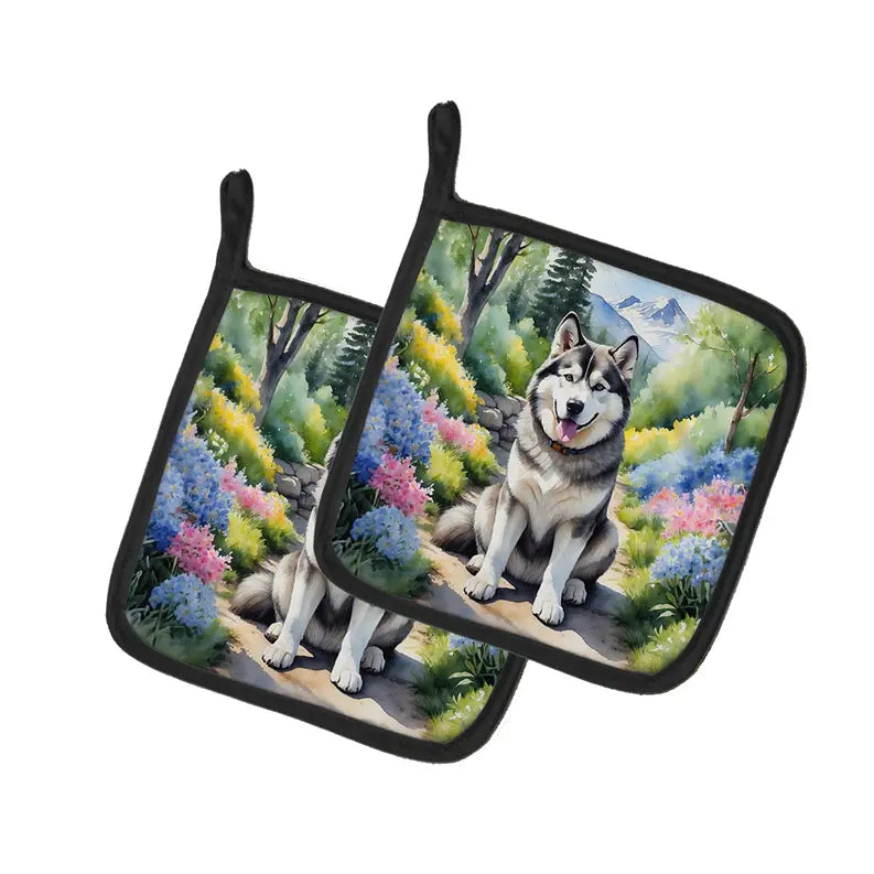 Airedale Terrier Spring Garden Pair of Pot Holders Caroline's Treasures