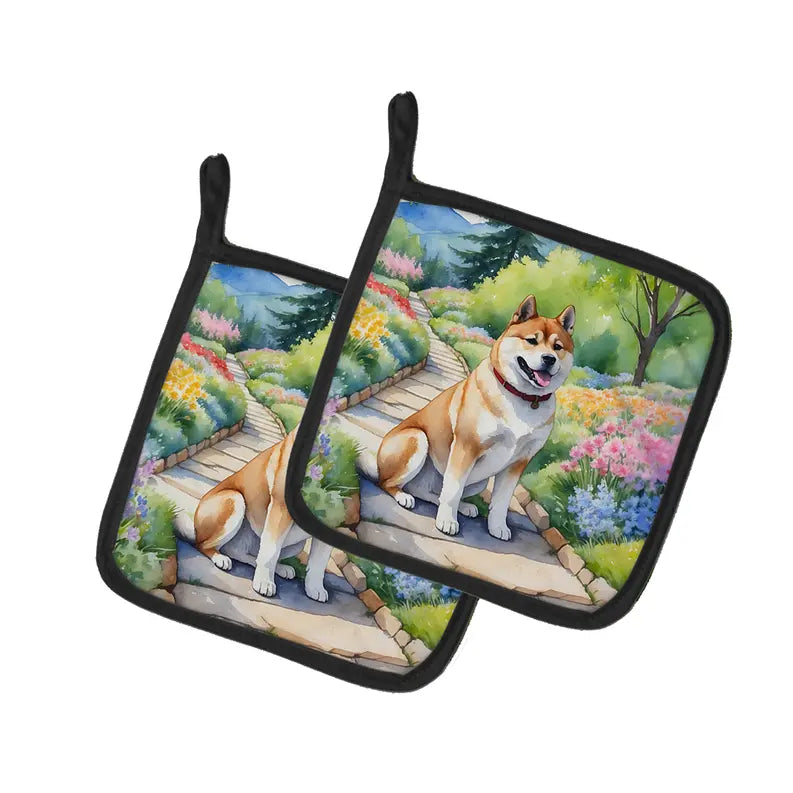 Airedale Terrier Spring Garden Pair of Pot Holders Caroline's Treasures