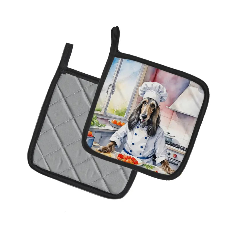 Airedale Terrier The Chef Pair of Pot Holders Caroline's Treasures