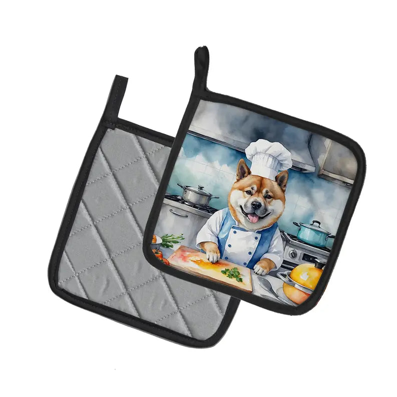Airedale Terrier The Chef Pair of Pot Holders Caroline's Treasures