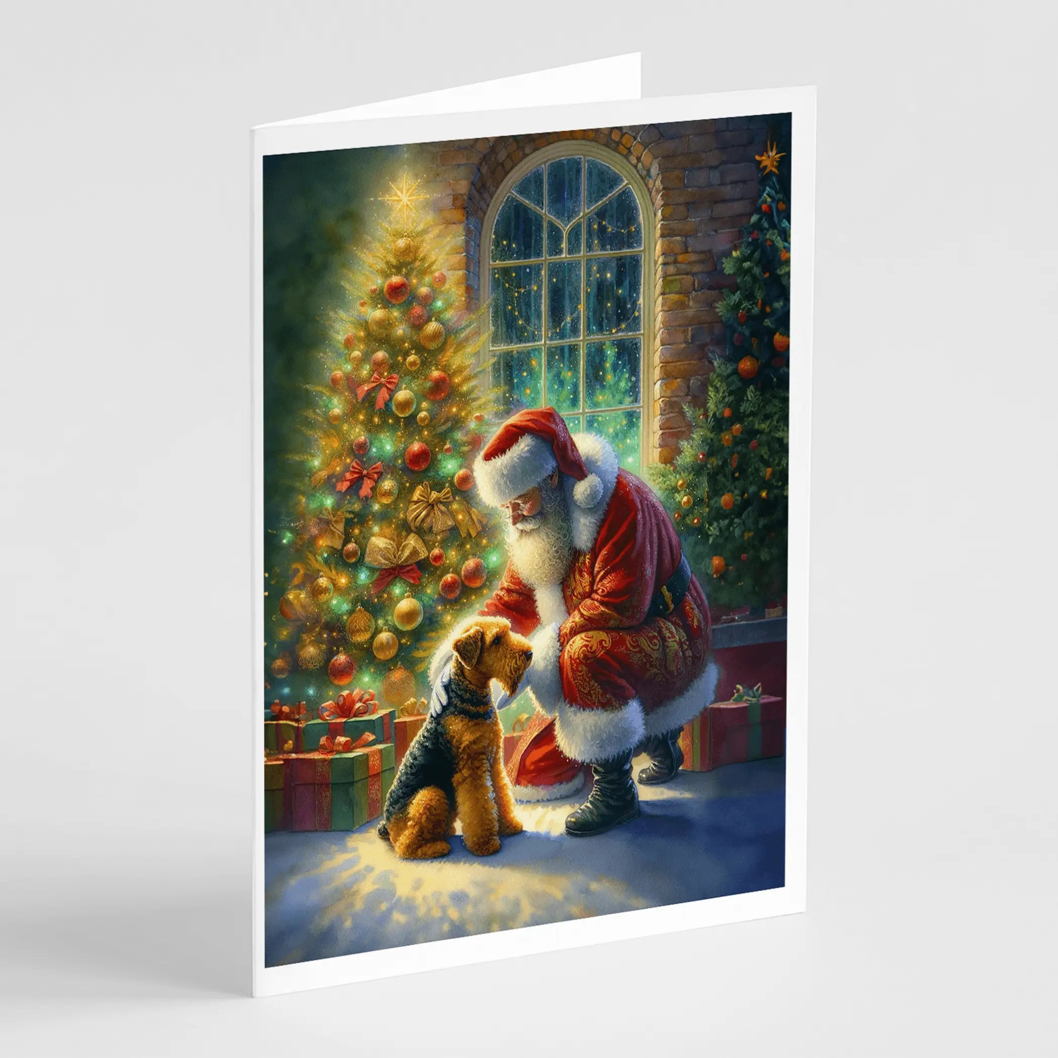 Airedale Terrier and Santa Claus Greeting Cards Pack of 8 Caroline's Treasures