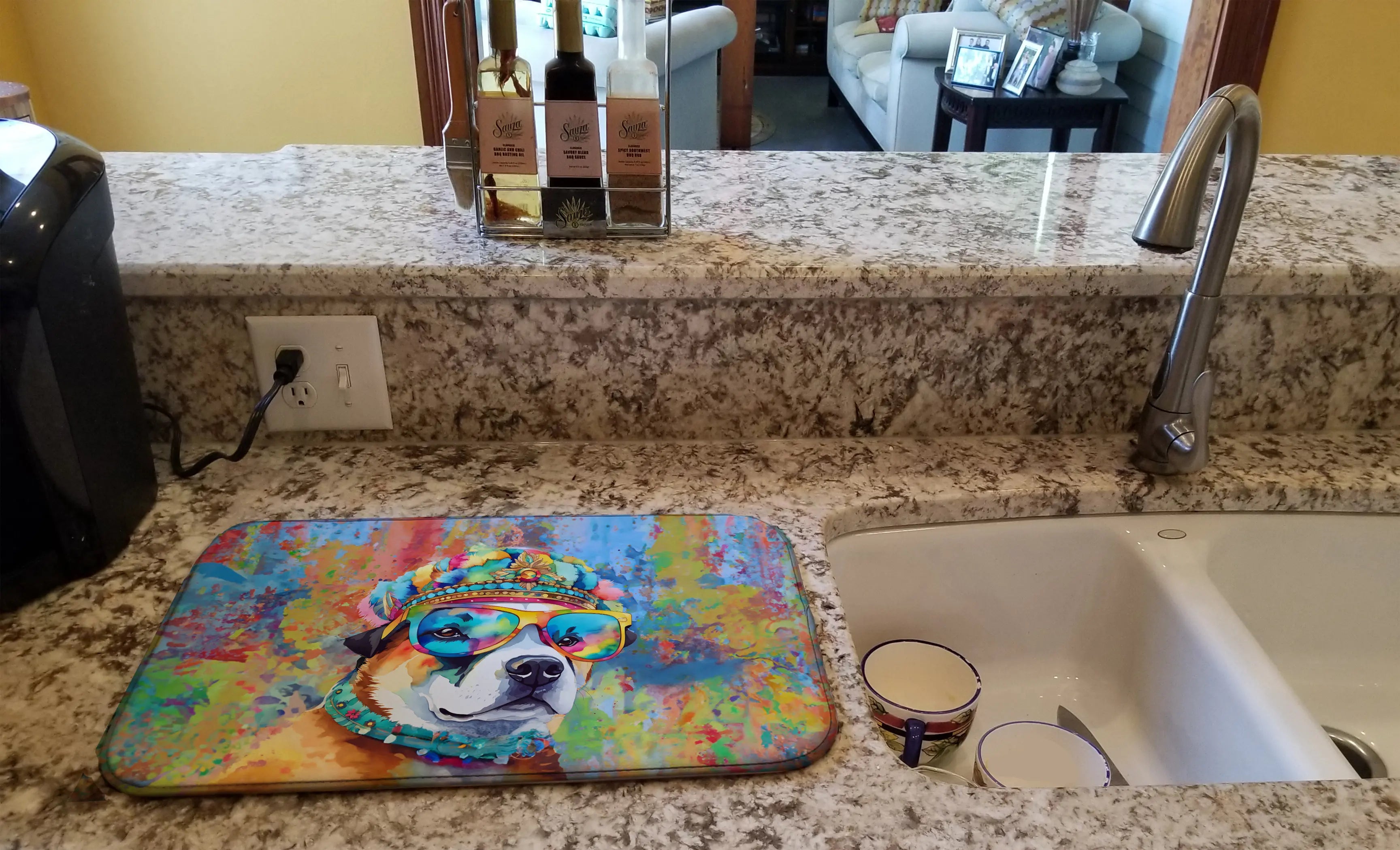 Akita Hippie Dawg Dish Drying Mat Caroline's Treasures