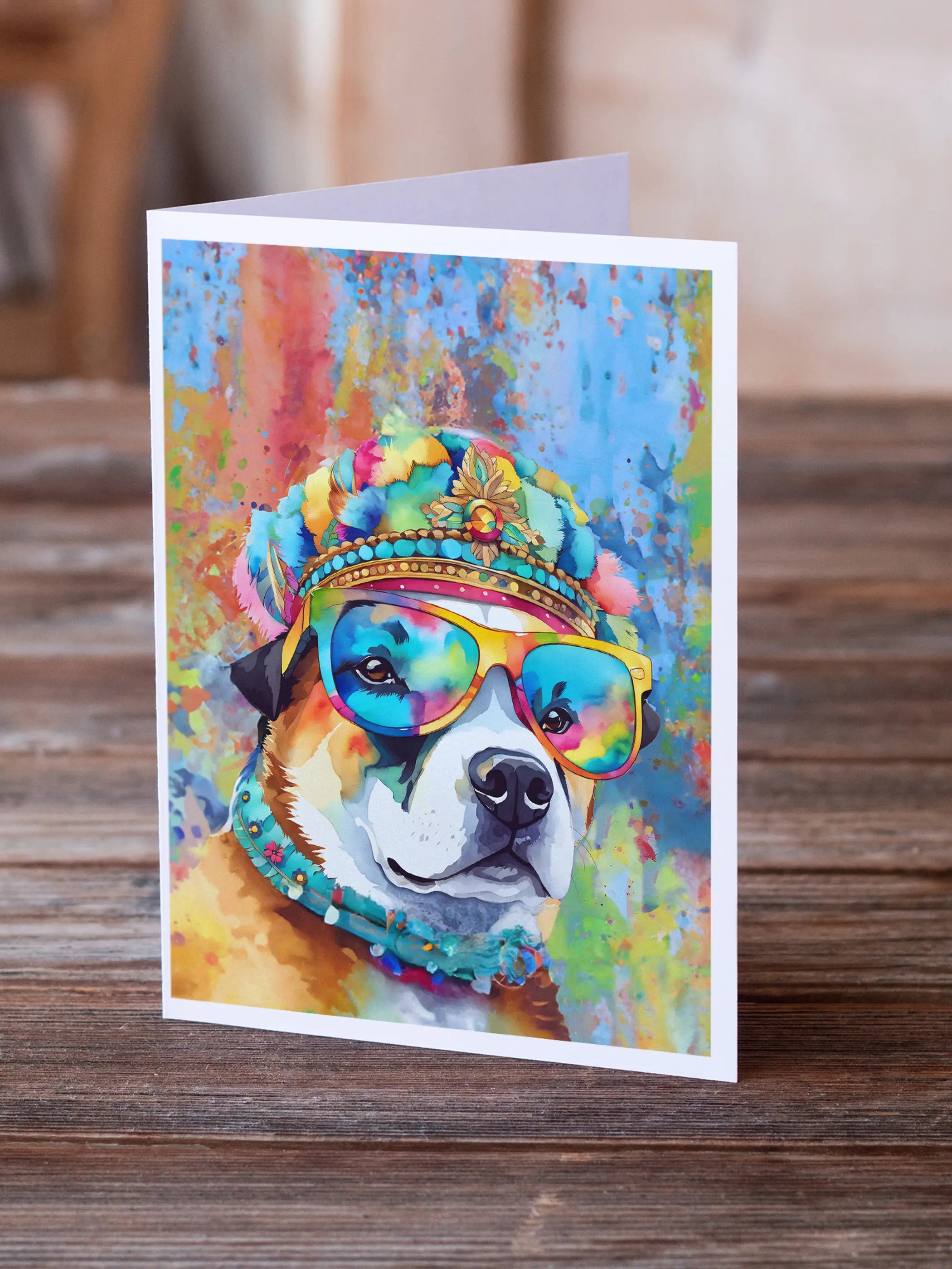 Akita Hippie Dawg Greeting Cards Pack of 8 Caroline's Treasures