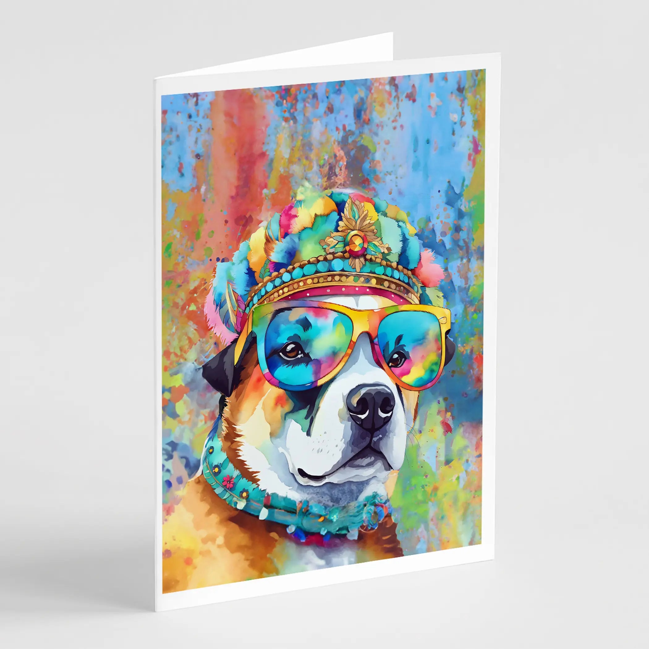 Akita Hippie Dawg Greeting Cards Pack of 8 Caroline's Treasures