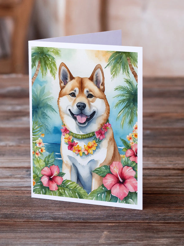 Akita Luau Greeting Cards Pack of 8 Caroline's Treasures
