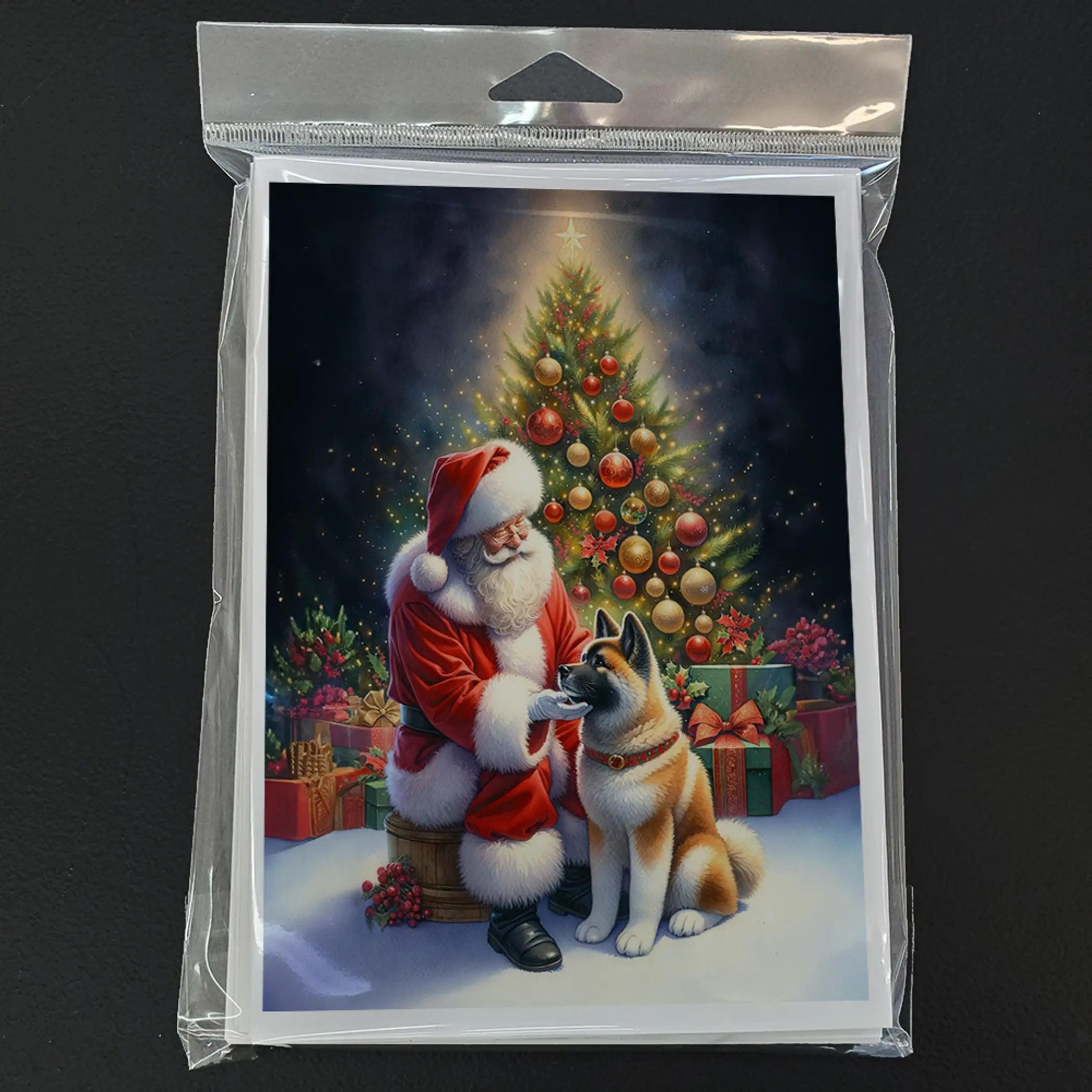 Akita and Santa Claus Greeting Cards Pack of 8 Caroline's Treasures