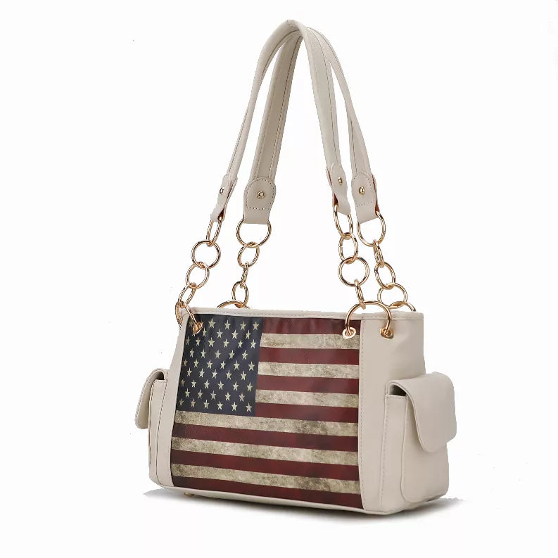 Alaina Vegan Leather Women's Flag Shoulder Bag MKF Collection by Mia K.