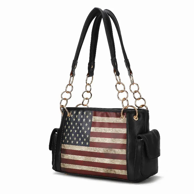 Alaina Vegan Leather Women's Flag Shoulder Bag MKF Collection by Mia K.