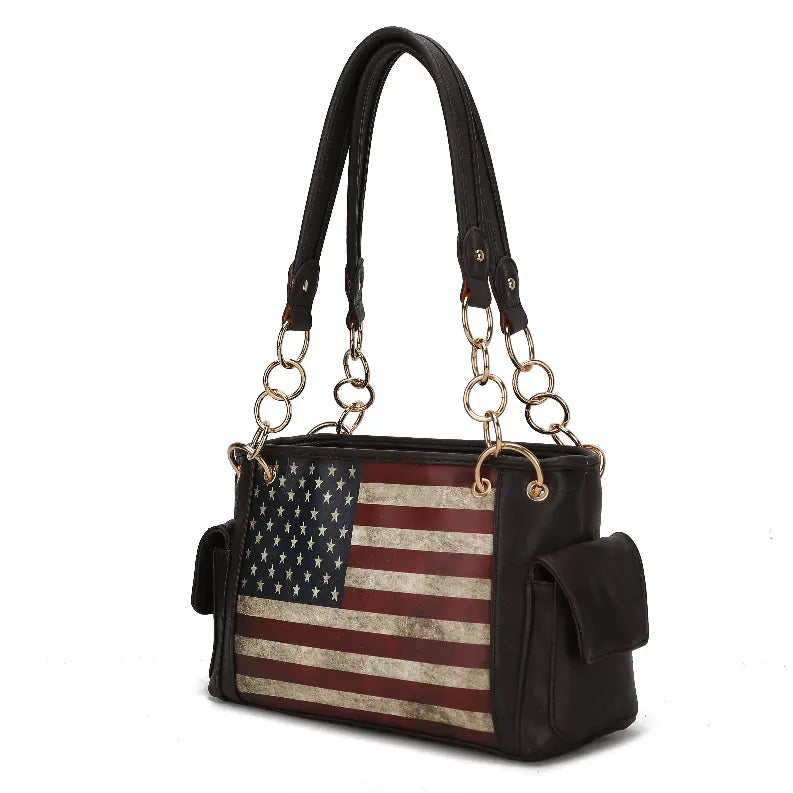 Alaina Vegan Leather Women's Flag Shoulder Bag MKF Collection by Mia K.