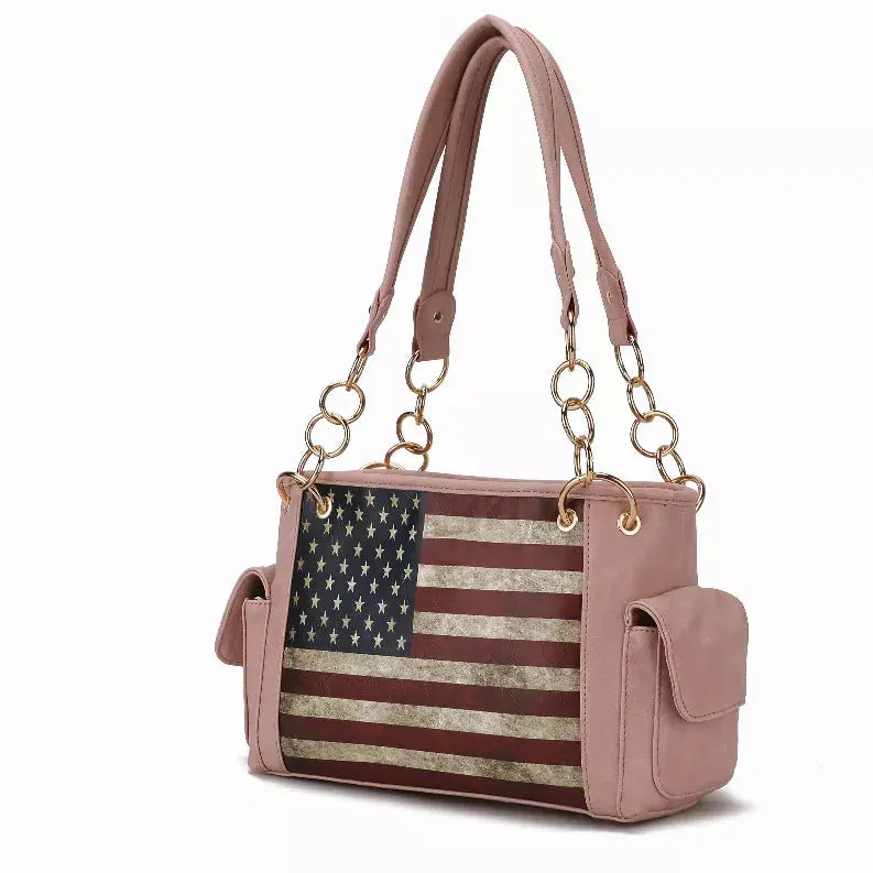 Alaina Vegan Leather Women's Flag Shoulder Bag MKF Collection by Mia K.